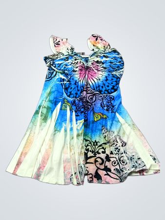 Reina Made in USA Damen Kleid mit Schmetterlingsdruck