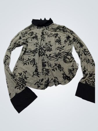 QS Damen Schwarze Blumenmuster Langarmbluse Größe 38