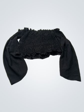 Schwarzes Off-the-Shoulder-Crop-Top mit Glockenärmel