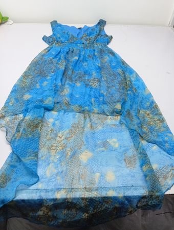 Laddi Art Blau Schlange Druck Hoch-Tief Kleid
