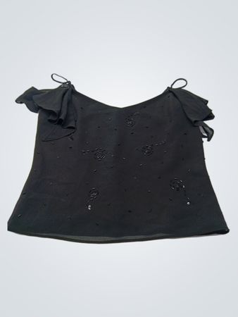 Schwarze Perlenbluse
