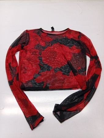 Windsor Red Floral Mesh Langarmtop