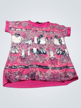 STUDIO Pink Lace Pattern T-Shirt