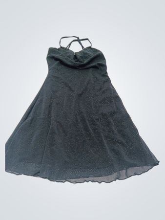 MISTYRO Black Sparkle Spaghetti Strap Mini Dress