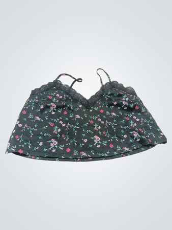 Colsie schwarzes Spitzentop mit Blumenmuster und Spitzeinsatz