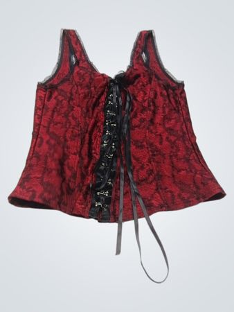 ARIÄNNE Rotes Schwarz Spitzenbesatz Korsett-Cami-Top