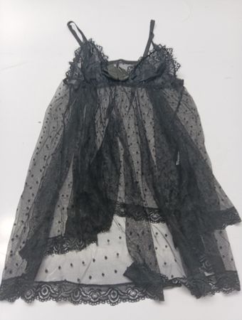 Schwarzes Spitzen-Babydoll