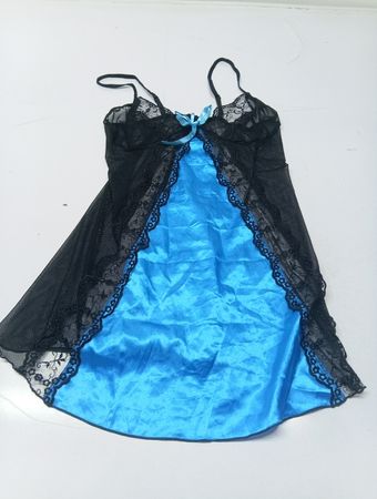 Schwarz-blaues Spitzen-Babydoll