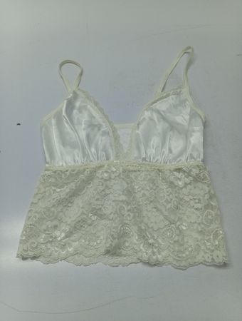 Weiße Satin-Spitzen-Camisole