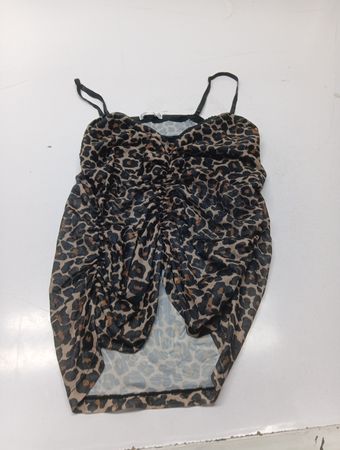 AVIDLOVE Leopardenmuster gerafftes Mesh-Cami-Top