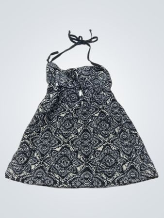 Aqua schwarzes und weißes gemustertes Neckholder-Kleid