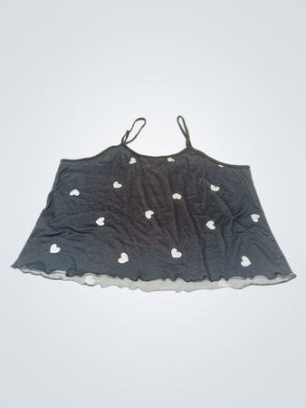 Dunkelgraues Trägershirt mit weißen Herzen