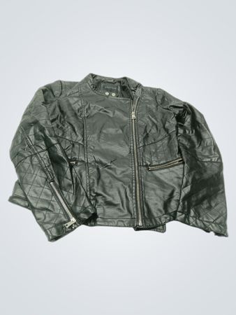 Therapy Schwarze Kunstleder gesteppte Moto-Jacke