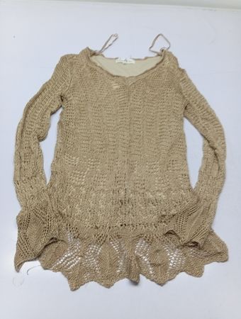 Tradition Beige Häkel-Oberteil mit langen Ärmeln