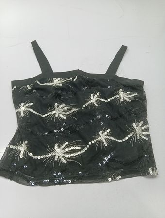 OBLIQUE Black Pailletten-besticktes Camisole-Top