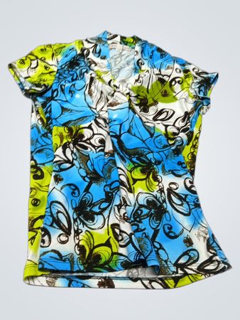 Cleo Petite Bluse mit kurzem Ärmel und V-Ausschnitt