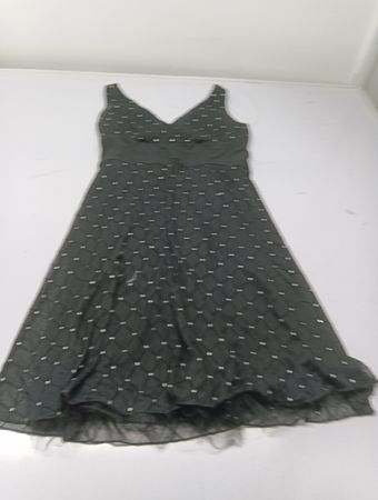 G.I.A.M. Schwarzes ärmelloses V-Ausschnitt-Kleid mit Strass-Detail