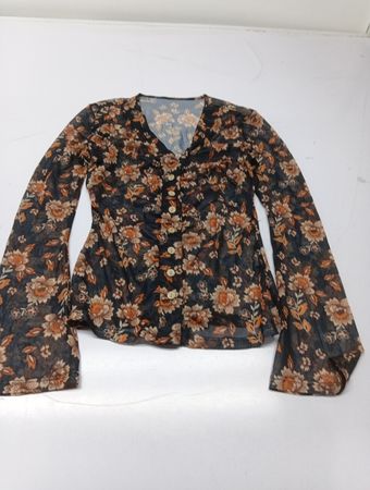 Transparentes Blumen-Bluse mit Glockenärmeln