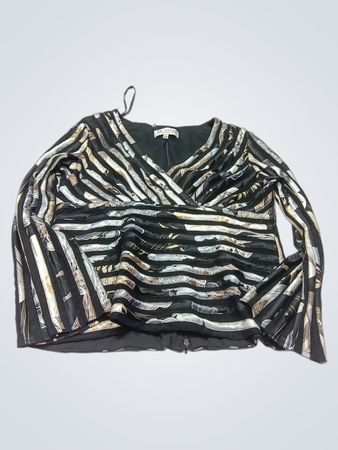 J.R. Nites von Carol Lin Schwarze gestreifte V-Ausschnitt-Bluse