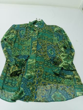 Studio I Green Blue Patterned Blouse