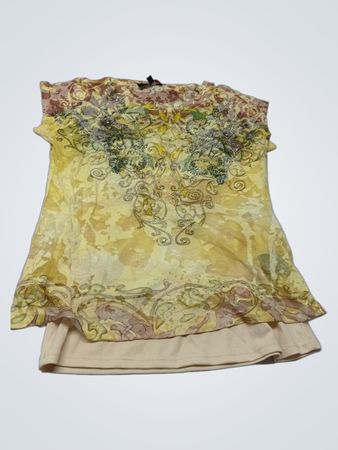 Laura Women's Yellow Embellished Sheer Top