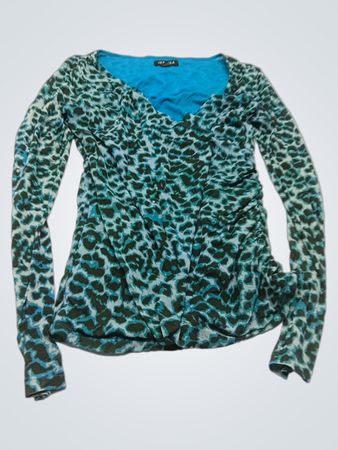 JESSICA Rüschiges Langarmoberteil mit Leopardenmuster