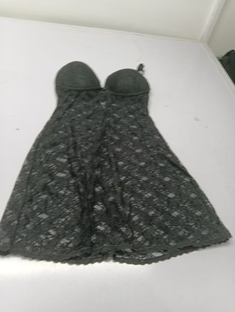 Dunkelgraues Spitzen-Chemise