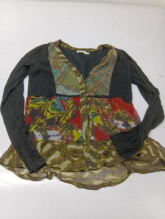 Jensen Damen Bluse mit Patchwork-Muster und langen Ärmeln