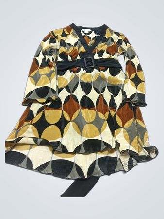 Dressbarn Kleid mit geometrischem Muster und langen Ärmeln