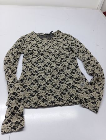 Dynamite Black & Tan Spitze Langarm-Top