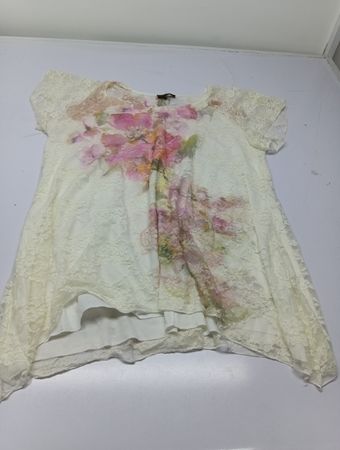 Cal Style Damen Tunika-Oberteil mit Spitzeneinsatz und Blumenmuster