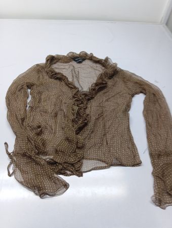Zara Woman braune Bluse mit gepunkteten Rüschen