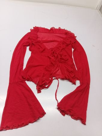 Rotes gerafftes Mesh-Oberteil