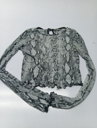 LE LIS COLLECTION Snake Print Mesh Langarm-Top