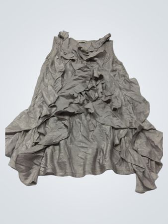 ZOKAI Damen graues ärmelloses Kleid mit Rüschen