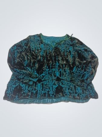 Schwarz-blau gemustertes Langarmshirt
