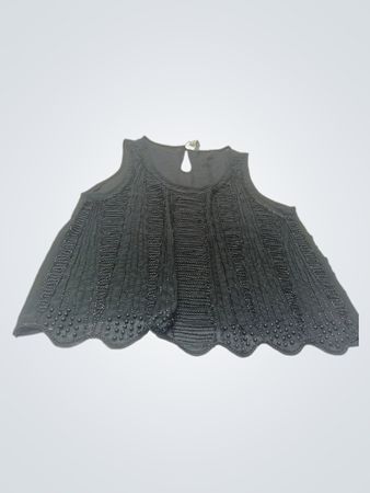 PAPER CRANE Schwarzes Perlenbesetztes Tanktop