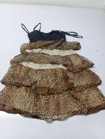 Biba gerafftes Leopardenmuster-Kleid