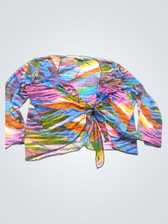 Creation Women's Langarm Oberteil mit Bindeknoten vorne und abstraktem Muster
