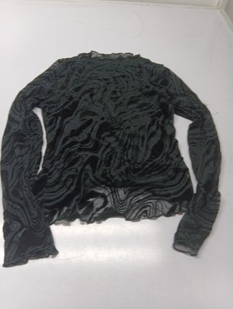 Schwarzes transparentes Mesh-Oberteil mit Wirbelmuster