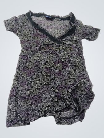 Mexx bedrucktes V-Ausschnitt-Kurzarm-Kleid