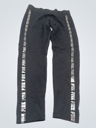 PINK Victoria's Secret Gemütliche schwarze Hose mit silbernem Logostreifen