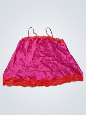 La Petite Robe Pink Slip Dress mit orangefarbener Spitzenverzierung