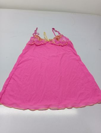 Rosa Babydoll-Nachthemd mit gelber Einfassung