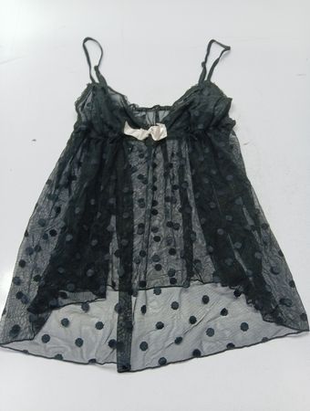 Schwarzes Babydoll-Negligé mit Punkten
