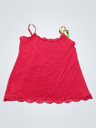 Rotes Trägershirt mit Spitzenbesatz