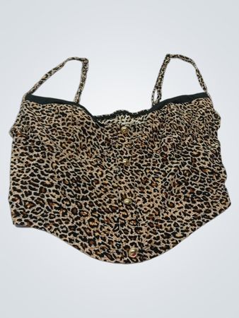 Leoprint-Korsett-Top mit Knopfdetail