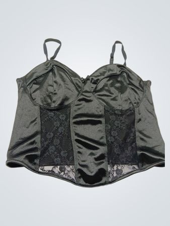 H&M Divided Schwarzes Satin-Spitzen-Korsett-Top