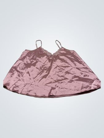 Rosa Satin-Cami mit Spitzenbesatz