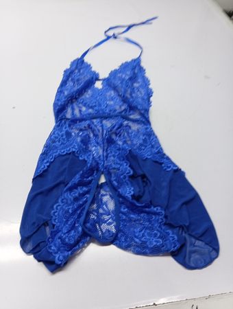 Blaues Spitzen-Dessous-Set